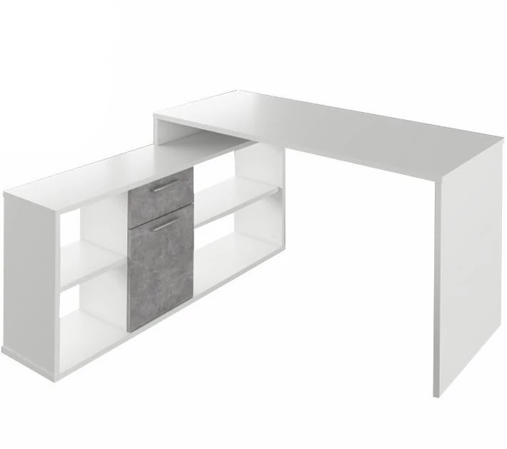 NOE NEW Sarok számítógépasztal - Fehér / Beton