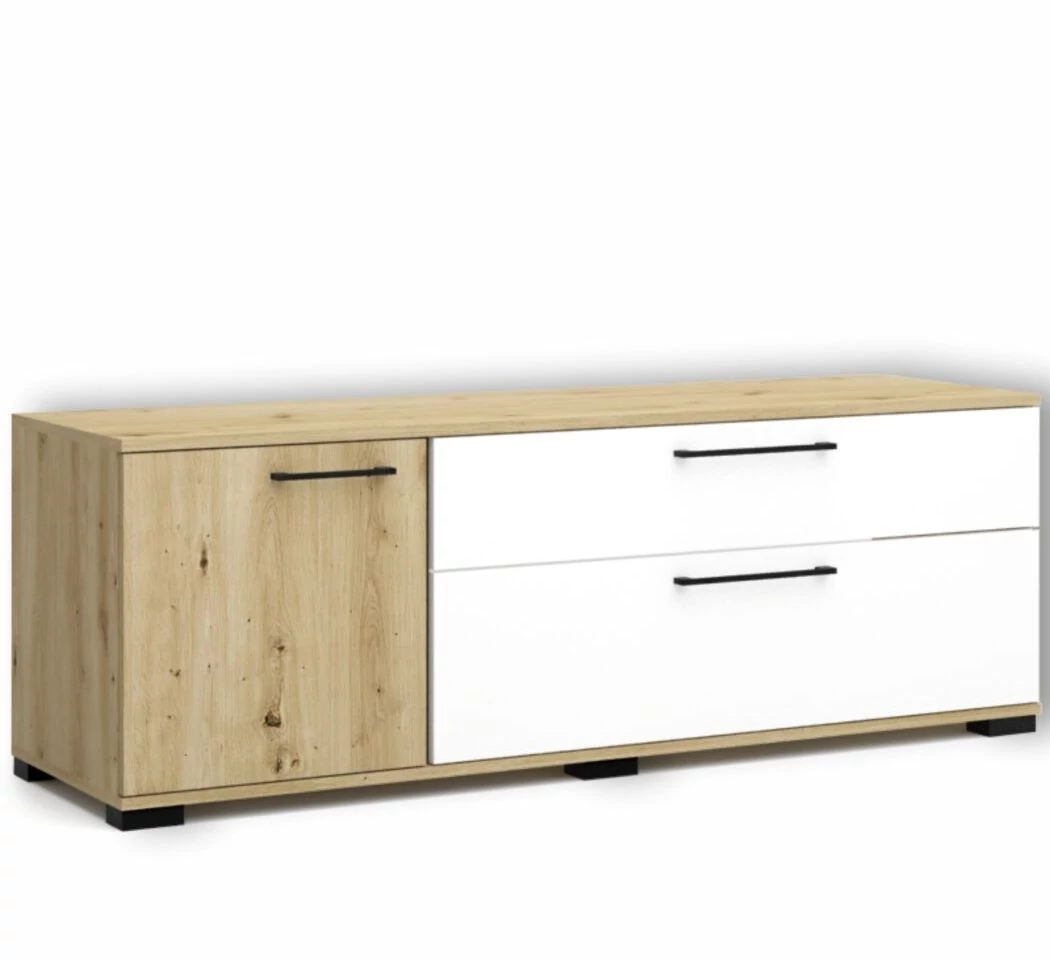 ARIANA 165-ös TV-s elem - Artisan Tölgy / Magasfényű Fehér (AR4)